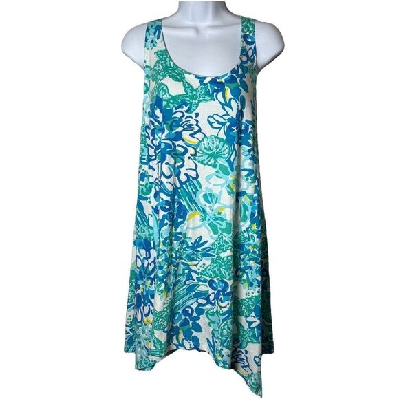 Lilly Pulitzer In A Pinch Monterey Pima Cotton Shift Tank Dress Size Large Blue - Picture 2 of 8